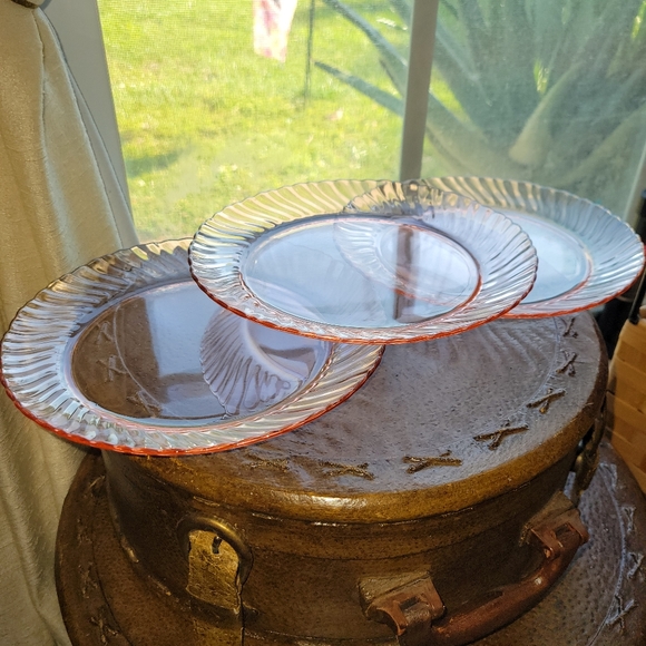 Other 3 Arcoroc France Pink Depression Glass Dessert Plates Poshmark